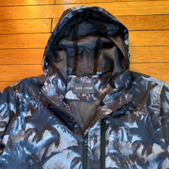 Slate & Stone dark jungle palm tree full zip hooded windbreaker jacket size Med - Picture 4 of 12